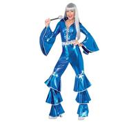SMIFFYS Costume Dancing Dream anni '70, blu, include tuta allacciata Halloween, Carnevale