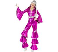 Smiffy's Costume Dancing Dream anni '70 – tuta allacciata inclusa – rosa