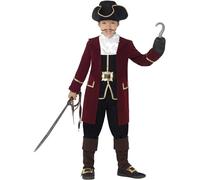 Smiffys Costume Deluxe Capitano Dei Pirati, Nero, con giacca, Gilet, Pantaloni, Fazzoletto Collo e Cappello