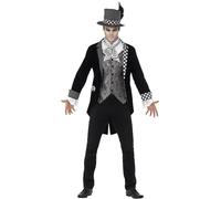SMIFFYS Costume deluxe Cappellaio matto, Nero, con giacca, camicia finta e cilindro