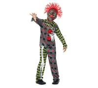 SMIFFYS Costume deluxe clown pazzo, Multicolore, con top, pantaloni, maschera in E.V.A. con capelli Halloween
