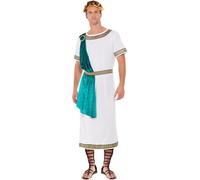 SMIFFYS Costume deluxe con toga da imperatore Romano, Bianco, Tuta intera con cintura e fascia Halloween