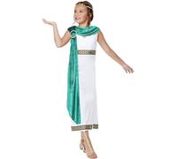 SMIFFYS Costume deluxe con toga da regina dell'Impero Romano, Bianco, Vestito e fascia