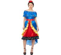 Smiffys Costume deluxe da artista Frida, da donna, con vestito e fascia, icone e idoli, costume da eroe