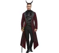 SMIFFYS Costume deluxe da diavolo, Rosso, Giacca, cravatta e corna Halloween, Carnevale