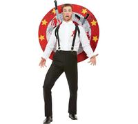 SMIFFYS Costume da lanciatore di coltelli, Deluxe, Rosso e bianco, con camicia, bersaglio e coltelli con velcro Halloween