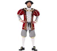 SMIFFYS Costume Deluxe Enrico VIII, Rosso, con Giacca e Pantaloni