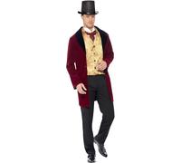 Smiffys Deluxe Edwardian Gent Costume, Red (Size L)