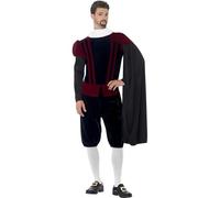 Smiffys Costume Deluxe Lord Tudor - Top, Pantaloni, Mantello e Gorgiera - Halloween/Carnevale