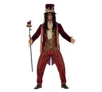 SMIFFYS Costume deluxe strega dottoressa vudù, Rosso, con pantaloni, giacca, gilè, collane e cappello