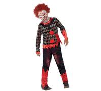 SMIFFYS Costume Deluxe Zombie Clown, Rosso & Verde, comprende Maschera in Lattice, Top e Pantaloni Halloween