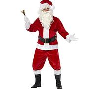 Smiffys Costume di Babbo Natale, Rosso, con giacca, pantaloni, cintura, cappello, guanti
