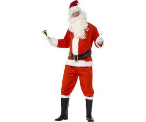 SMIFFYS Costume di Babbo Natale, Rosso, con giacca, pantaloni, cintura, cappello, guanti e copristivali, Deluxe Halloween