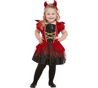 SMIFFYS Costume diavoletto per bimbi, Rosso, con abito, ali e fascia Halloween