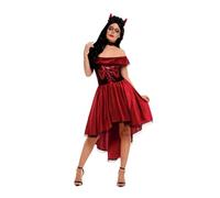 SMIFFYS Costume diavolo Giorno dei Morti, Rosso, con abito e fascia Halloween