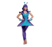 SMIFFYS Costume donna aliena, Multicolore, con abito, leggings, polsini e fascia