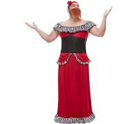 SMIFFYS Costume donna barbuta, Rossa, con abito, corsetto, fascia e barba