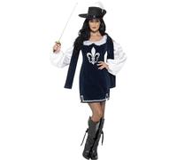 Smiffys Costume Donna Moschettiera, marina di colore, con Abito e Cappello