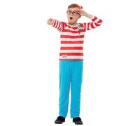 SMIFFYS Costume Dove è Wally?, Deluxe, Rosso e bianco, top con lenticolare 3D, pantaloni, occhiali e cappello Halloween