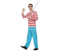 SMIFFYS Costume Dove è Wally?, Rosso e bianco, con top, pantaloni, occhiali e cappello