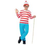 SMIFFYS Costume Dove è Wally?, Rosso e bianco, con top, pantaloni, occhiali e cappello Halloween