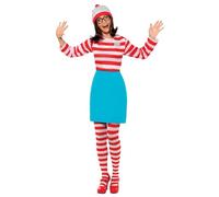 SMIFFYS Costume Dove è Wally? Wenda, Rosso e bianco, con top, gonna, occhiali, collant e cappello Halloween