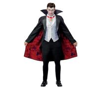 SMIFFYS Costume Dracula Universal Monsters, Giacca con finto gilet e top, mantello e medaglione Halloween