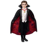 SMIFFYS Costume Dracula Universal Monsters, Giacca con finto gilet e top, mantello e medaglione Halloween