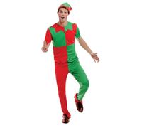SMIFFYS Costume elfo, Verde e rosso, con maglia, pantaloni e cappello Halloween