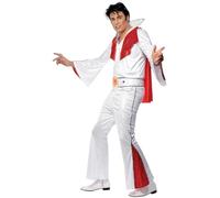SMIFFYS Costume Elvis, Bianco, con camicia, pantaloni, mantello e cintura Halloween, Carnevale