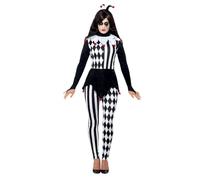 SMIFFYS Costume femminile Jester, Nero, con top, legging e cerchietto Halloween