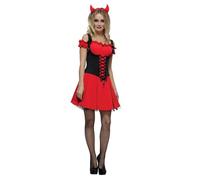 SMIFFYS Costume Fever da diavola maliziosa, rosso, con abito e corna Halloween