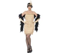SMIFFYS Costume Flapper, Dorato, Abito corto, fascia per capelli e guanti Halloween, Carnevale