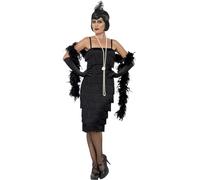 SMIFFYS Costume Flapper, Nero, abito lungo, fascia per capelli e guanti Halloween