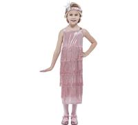 SMIFFYS Costume Flapper, rosa, con vestito e cerchietto Halloween, Carnevale