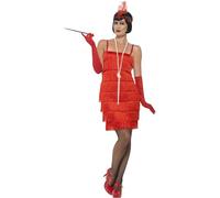Smiffy's Costume da donna Flapper Charleston – Abito corto rosso con fascia per capelli e guanti