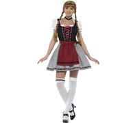 Smiffys Costume Fräulein maliziosa bavarese, Nero, con abito corto, corpetto in ecopelle scamosciata, top e grembiule