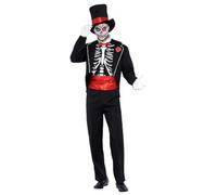 SMIFFYS Costume Giorno dei Morti, Nero, comprende Giacca, Finta Mezza Camicia, Cappello e Guanti