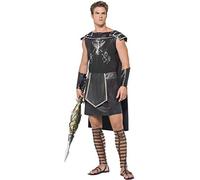 Smiffys Costume gladiatore sexy, nero, con tunica e polsini