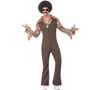 Smiffys Costume Groovy Boogie marrone, tuta con camicia Halloween