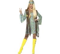 Smiffys 60s Hippie Chick Costume, with Dress, Multi-Colour (Size M)