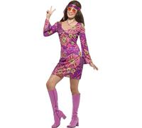 Donna 1960's 60's Mini Rétro Hippy Hippie Gogo Adulti Donna Costume