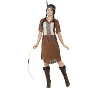 SMIFFYS Costume ispirato alla principessa guerriera dei nativi americani, marrona, con vestito e bandana