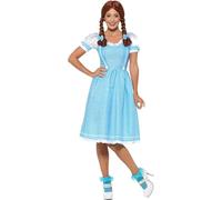 SMIFFYS Costume Kansas Country Girl, Bianco e blu, con vestito e nastri per capelli Halloween