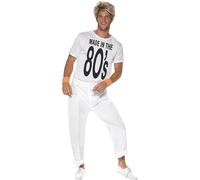 SMIFFYS Costume Made in 80'S, bianco, con top e pantaloni Halloween, Carnevale
