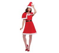SMIFFYS Costume Miss Babbo Natale, Rosso, con abito, cappello e mantello Halloween