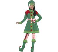 SMIFFYS Costume Miss Elfo, Verde, Abito, cappello, copristivali, collant e cintura