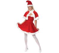 SMIFFYS Costume Miss Santa, Rosso, con abito, cappa e cappello Halloween