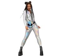 SMIFFYS Costume Miss Whiplash specchio olografico Fever, Tuta elasticizzata con cerniera