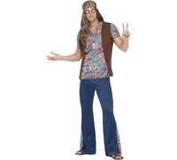 Smiffys Orion the Hippie Costume, Blue (Size S)